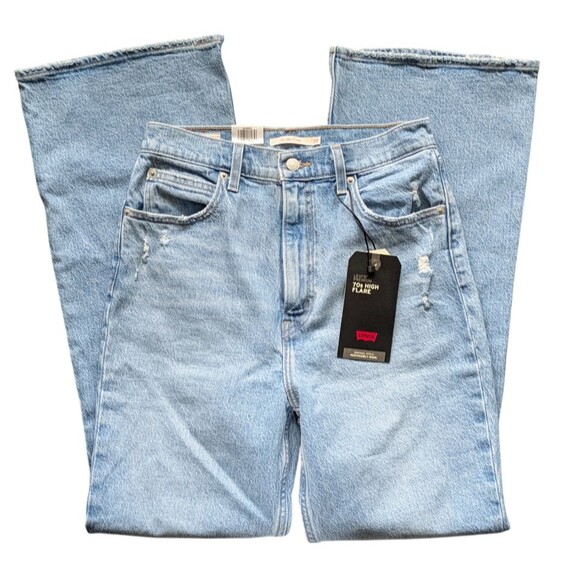 Levis Womens 70s High Flare Jeans Light Blue Size 29x32 NEW - Picture 1 of 11